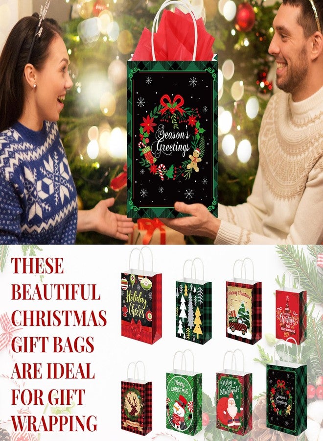 Cholemy 40 Pack Christmas Gift Bags with Tissue Paper Bulk Reusable Xmas Tote with Handles Kraft Goody Treat Bags for Xmas Wrapping Candy Goodie Party, 8 Styles(Small, Medium, Large) - Image 4